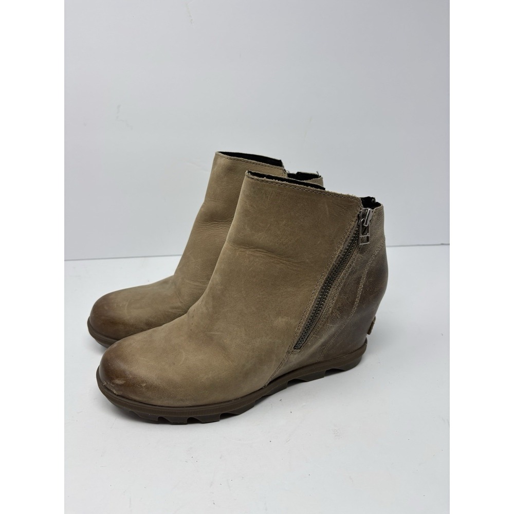 Sorel Joan of Arctic Zip Ankle Bootie Boot Womens 10 NL3365-240 Brown Wedge